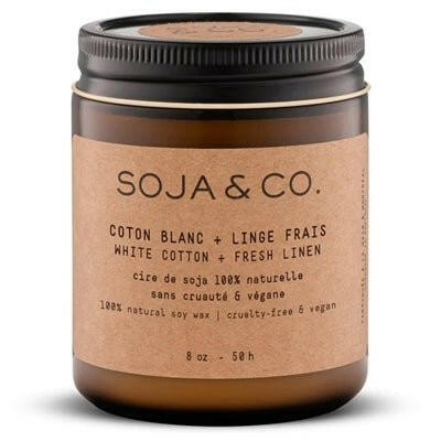 SOJA&CO Bougie | Coton Blanc + Linge Frais 8 oz.