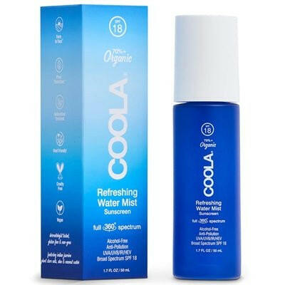 Coola Brume d'Eau Rafraîchissante Écran Solaire Visage Bio SPF 18.