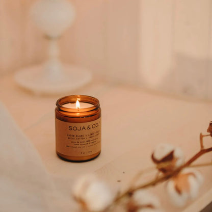 SOJA&amp;CO Candle | White Cotton + Fresh Linen 8 oz