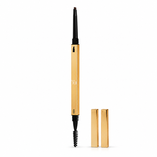 Crayon définisseur de sourcils TOI BEAUTY avec embouts et brosse, emballage doré